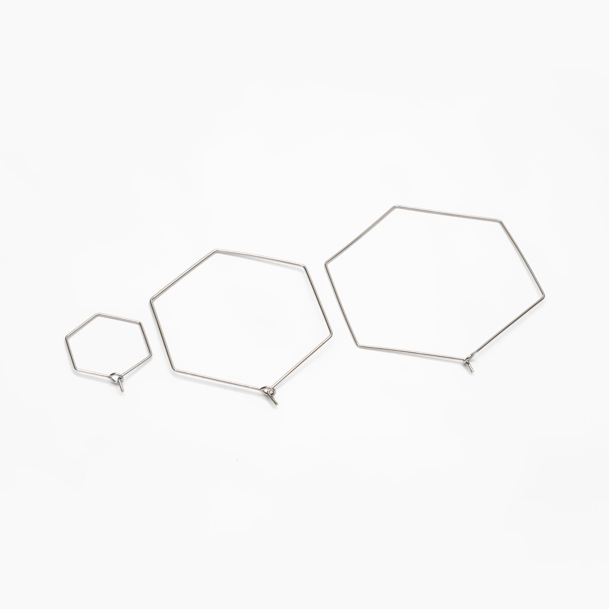 10pcs Gold/ Silver Tone Hexagon Earring Hoops, Geometric Ear Wire Charm Pendants, Threader Earring Components (GB-699)